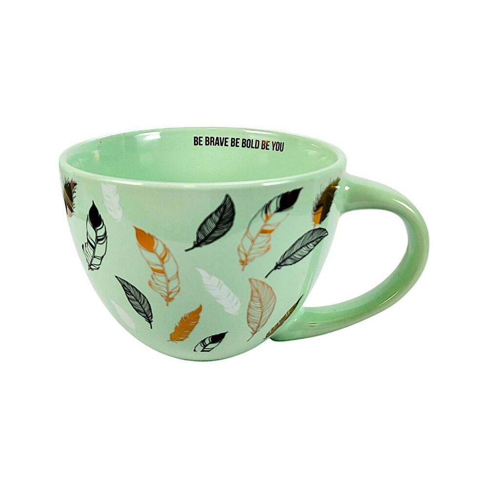 Sheffield Home Design Mug Feathers Ceramic Light Green 12 oz Vintage